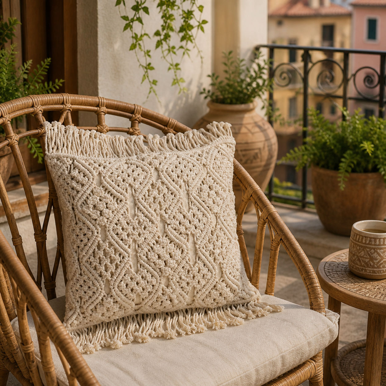 Urban modern Macrame Decorative Pillow Case